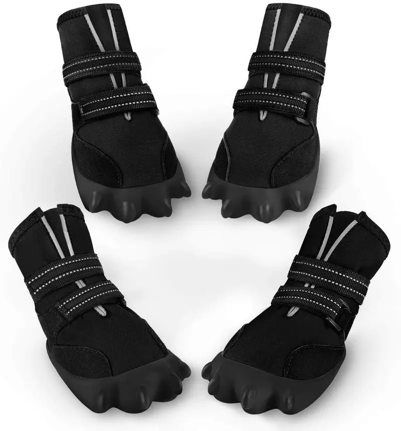 Petacc - Botas de perro impermeables para perros grandes, botas de mascotas, con forma de pata para exteriores con velcro reflectante ajustable y suela antideslizante resistente, 4 unidades