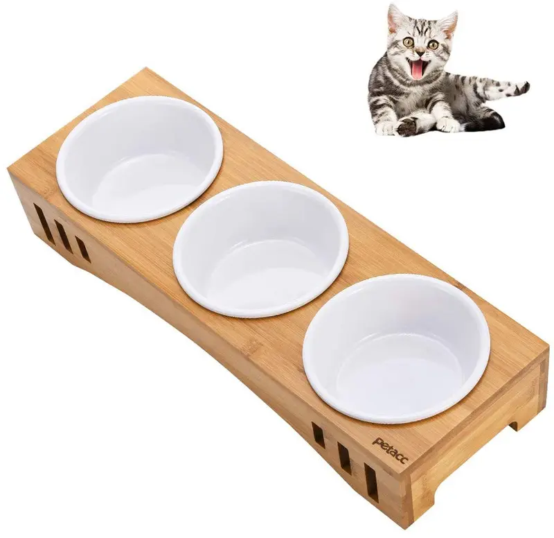 Petacc - Cuencos elevados para perros y gatos, cuencos elevados para mascotas, para perros y gatos, alimentador con 3 cuencos de melamina, 2 formas de uso