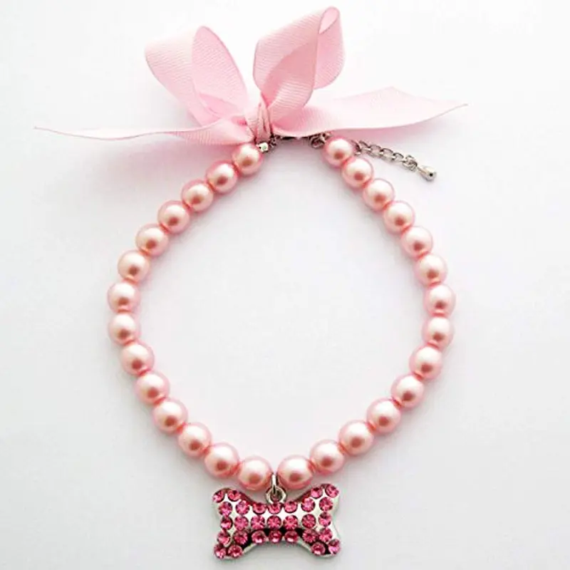 PetFavorites - Collar de perlas de cristal con brillantes para mascotas, gatos, perros pequeños, mujeres, cachorros, chihuahuas, yorkies