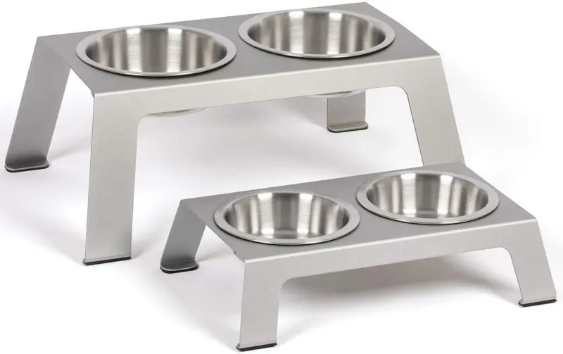 PetFusion Elevated Dog Bowls, Cat Bowls -- Premium anodized Aluminum feeder (Short 4", Tall 8" options). US FOOD GRADE Stainless Steel raised bowls