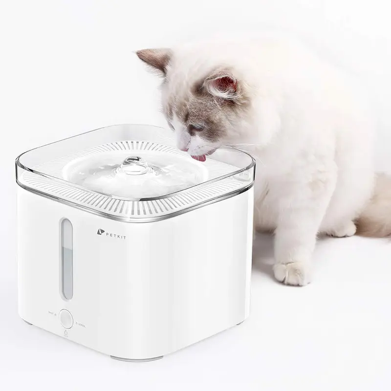 PETKIT Cat Water Fountain, 68oz/2L Automatic Pet Water Fountain Super Quiet Auto Power-Off Cat Water Dispenser, Dual Working Mode LED Indicator Light Dog Water Fountain Bowl, Reddot Design Winner