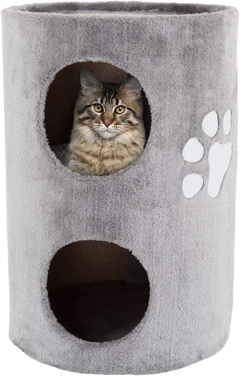 petmaker Cat Condo 2 Story con Scratching superficie de doble agujero, 14" x 20.5," Gray