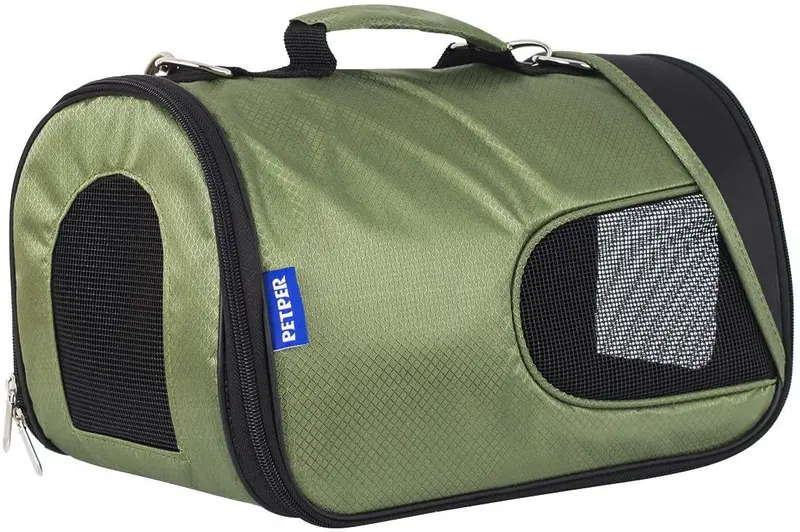 Petper Cat Carrier Airline - Transportador de mascotas de lado suave para gato perro pequeño exterior bolsa de viaje