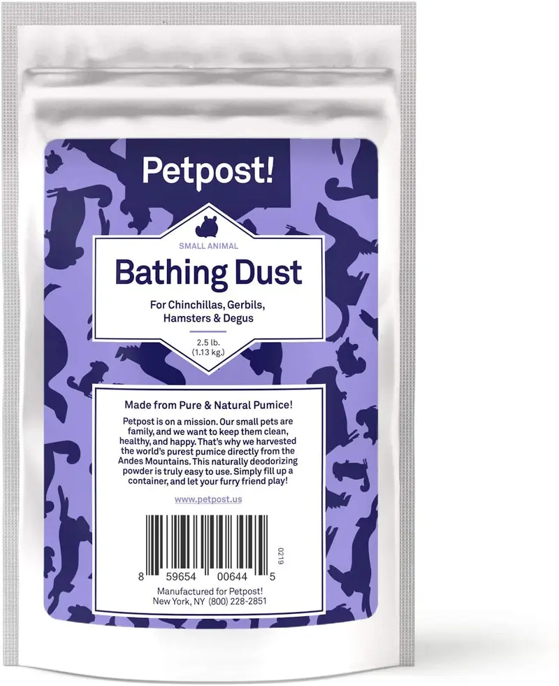 Petpost - Polvo de baño para animales pequeños – Natural, pura limpieza de arena pómez para limpieza Degus, hámsters, gerbil