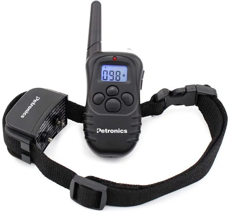petronics 330 yards recargables Shock Collar con mando a distancia, Electronic Entrenamiento del perro collar de entrenamiento para perro grande con Static Shock, vibración, pitido y luz