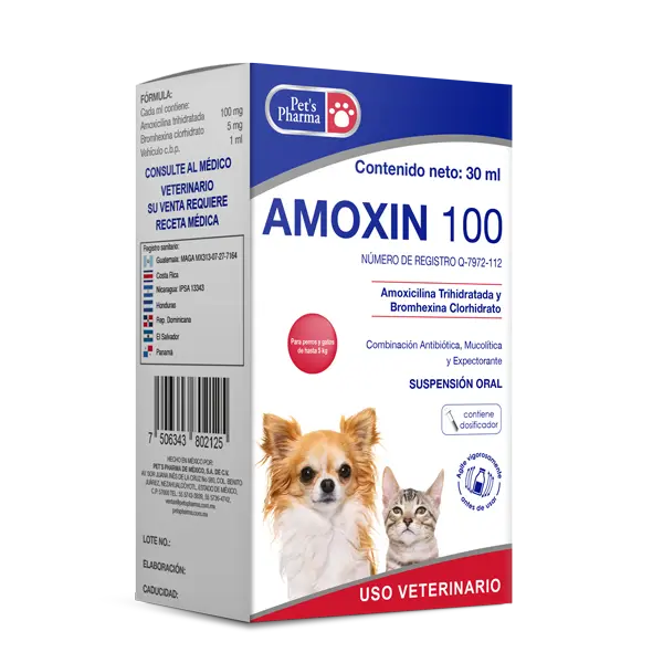 Pets Pharma Amoxin 100 Suspensión Oral 30 Ml