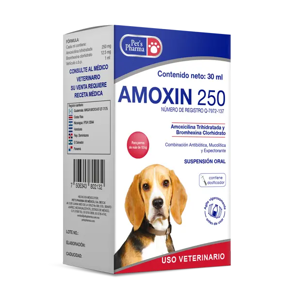 Pets Pharma Amoxin 250 Suspensión Oral 30 Ml
