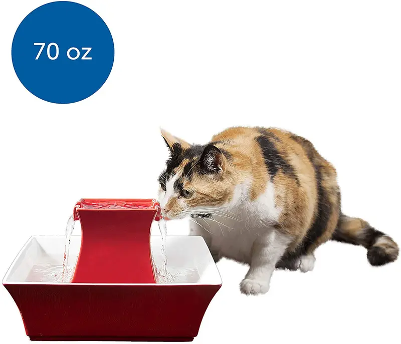 PetSafe Drinkwell Pagoda Dog and Cat Water Fountain, Automatic Ceramic Drinking Fountain for Pets, 70 oz. Water Capacity