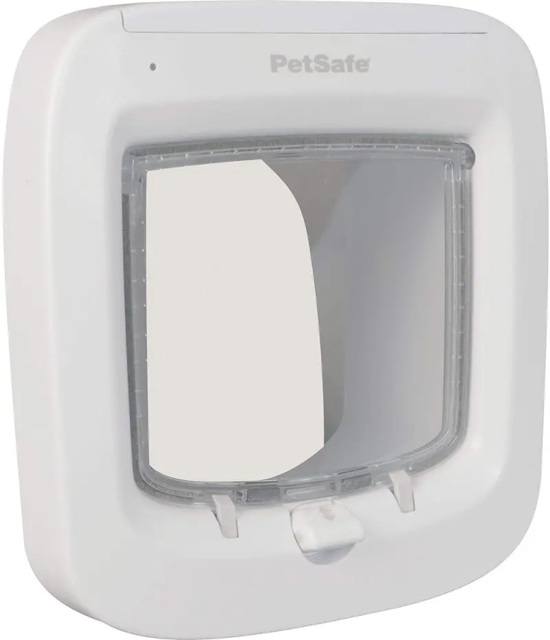 PetSafe Puerta interior y exterior para gatos, bloqueo de 4 vías, puerta de gato grande o microchip para mascotas – para gatos de hasta 15 ó 25 lb