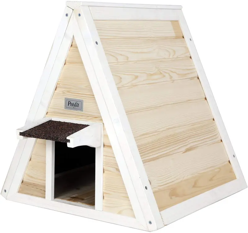 Petsfit - Casa de gato triangular para exteriores con puerta de escape para todos los gatos