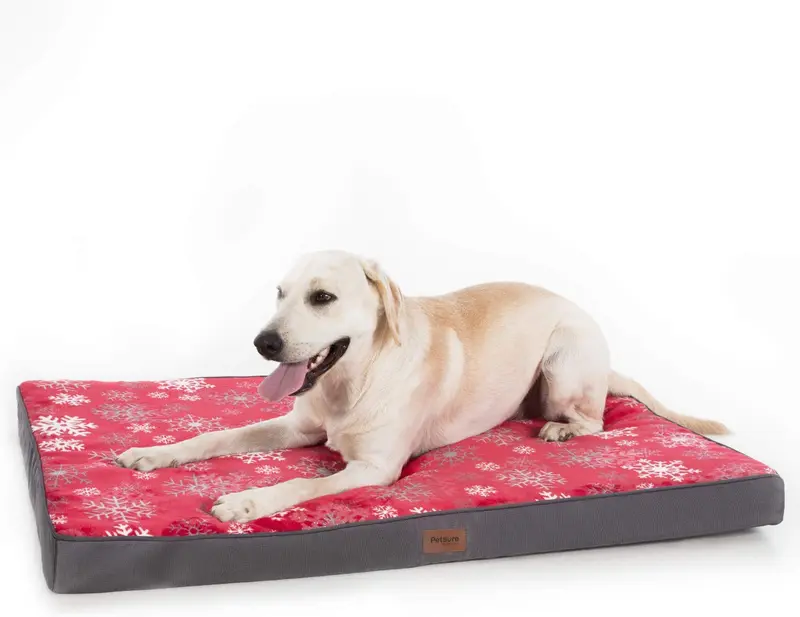 Petsure - Colchón ortopédico de Navidad para mascotas, para perros pequeños, medianos, grandes y gatos, con funda extraíble y lavable, resistente al agua, para cama de perro, 3 tamaños