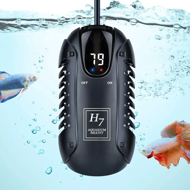 PGFUNNY Calentador de acuario, pantalla digital de temperatura LED ajustable, termostato inteligente Betta Fish Heater, para 3 a 50 galones Betta Tank Heater con protector protector