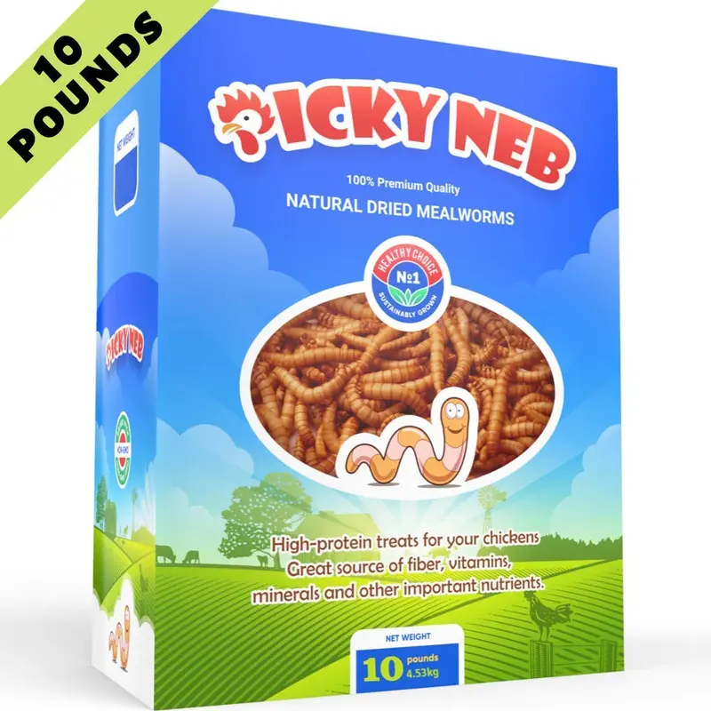 PICKY NEB 100% Non-GMO Dried Mealworms - Whole Large Meal Worms Bulk - High-Protein Treats Perfect for Your Chickens, Ducks, Wild Birds