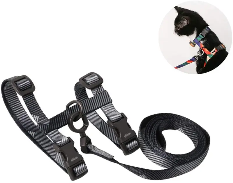 pidan - Juego de arnés y correa para gato a prueba de fugas, chaleco ajustable para gato con clip de metal, correa de 3.9 ft, ajuste cómodo para mascotas, gatitos, conejos, animales pequeños