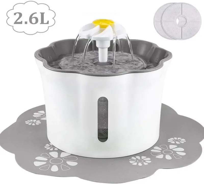 PingPIN Cat Water Fountain, 2.6L/88oz Pet Water Fountain, Flower Drinking Water Fountain for Cats with 2 Replacement Filters, Automatic Fountain for Cats, Dogs, Small Animals