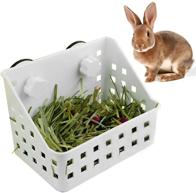 PINVNBY Hay Feeder Less Wasted Hay Rack Manger - Ideal for Rabbit,Chinchilla,Guinea Pig,Plastic Food Bowl Use for Grass & Food