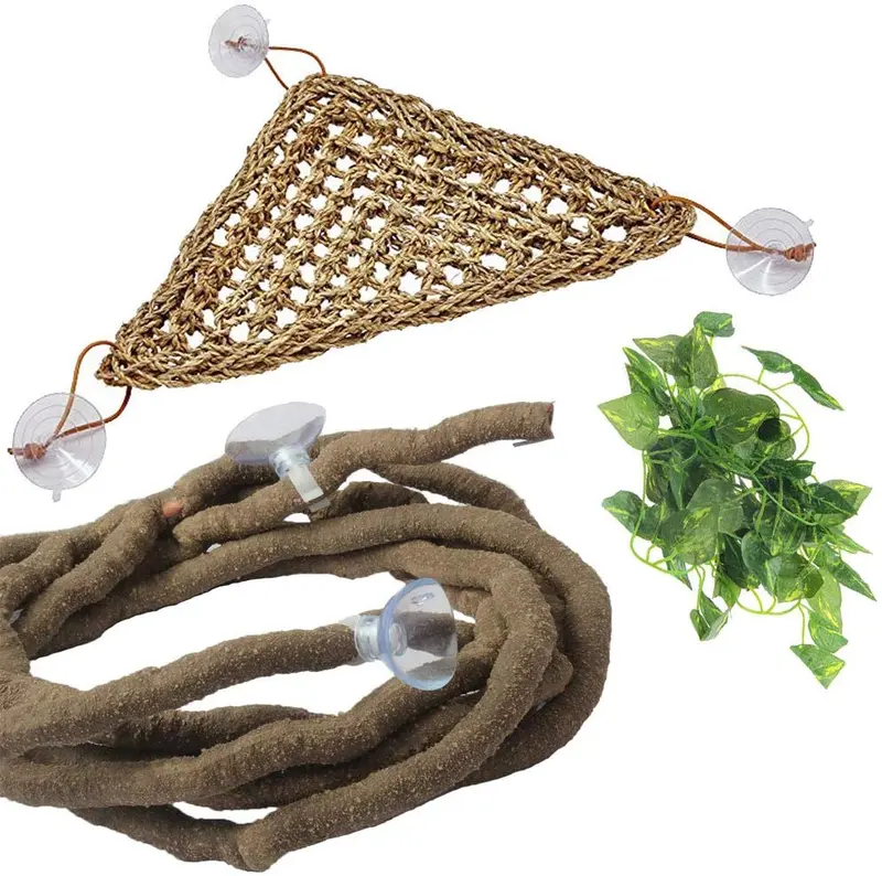 PIVBY hamaca de dragón barbudo, con hojas flexibles de reptil, con ventosas, decoración de hábitat para escalada, camaleón, lagartos, gecko, serpientes