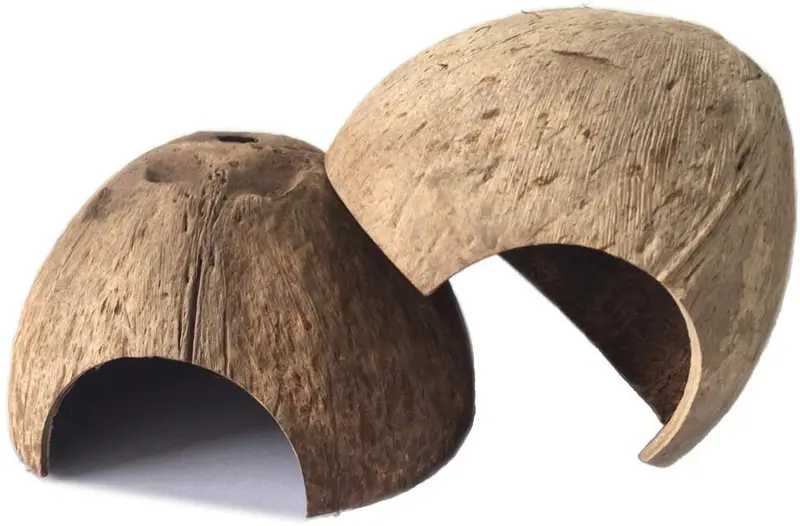 PIVBY - Hidropajos de coco, herradura de cangrejo natural de Hemmit Coco Hut Lizard, escalador de caracol y cueva de escondite para acuario (2 unidades)