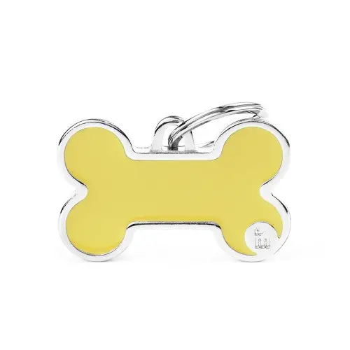 Placa ID Basic Handmade Grande en Forma de Hueso – Amarilla (Yellow) | MyFamily