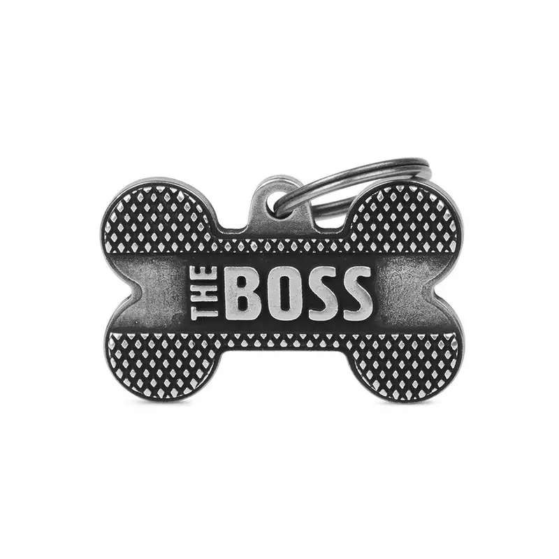 Placa ID Bronx The Boss Extra Grande en Forma de Hueso para Perros