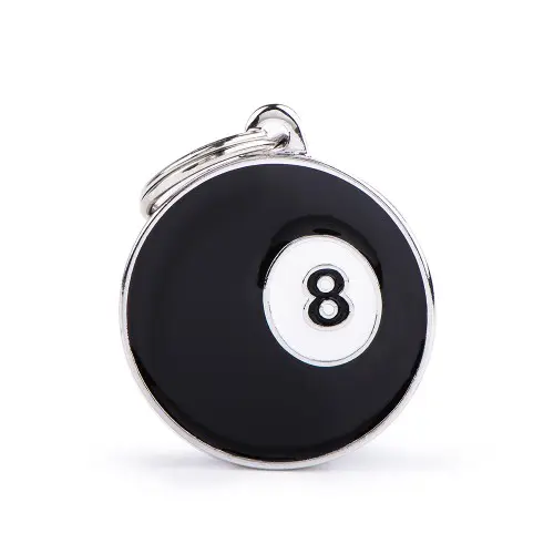 Placa ID Charms Grande en Forma de Bola 8 de Billar para Perros | MyFamily