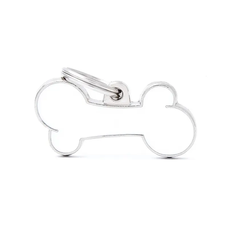 Placa ID Classic Grande Blanca en Forma de Hueso para Perros