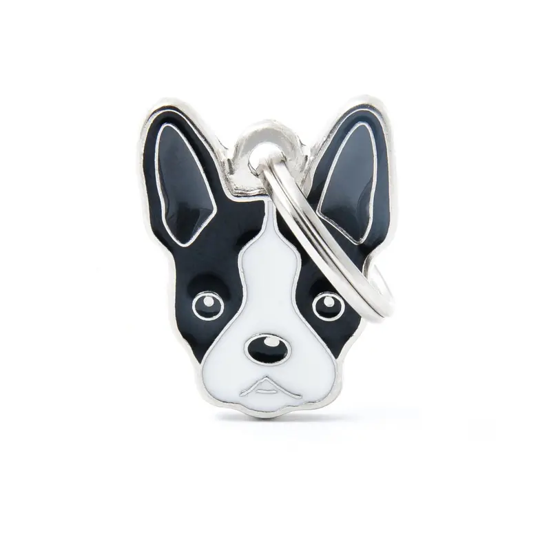 Placa ID en Forma de Boston Terrier para Perros