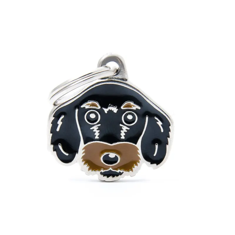 Placa ID en Forma de Perro Salchicha Dachshund Pelo de Alambre para Perros