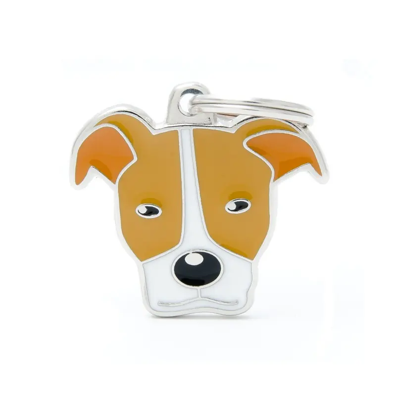 Placa ID en Forma de Pitbull Cafe para Perros