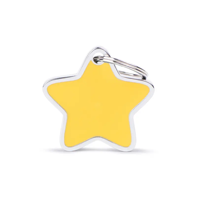 Placa ID Grande en Forma de Estrella Amarilla para Perros
