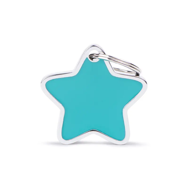 Placa ID Grande en Forma de Estrella Azul para Perros
