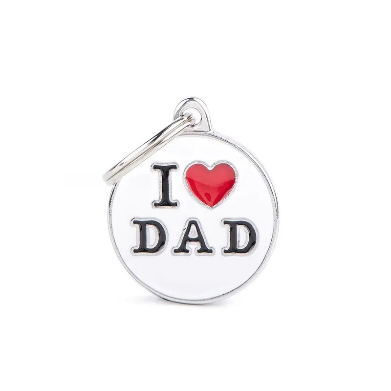 Placa ID Mediana I Love Dad para Perros