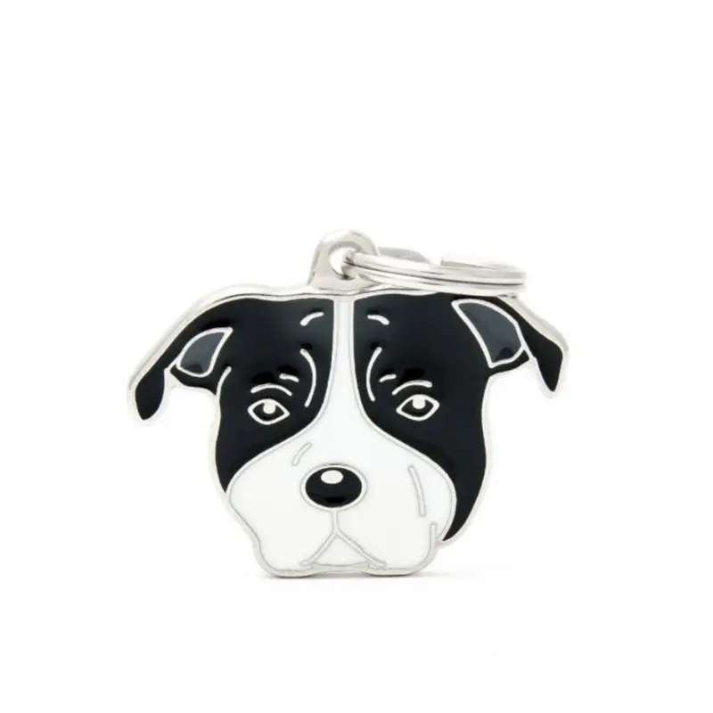 Placa ID My Family American Staffordshire Blanco Y Negro