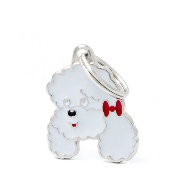 Placa ID My Family Caniche Blanco Con Moño