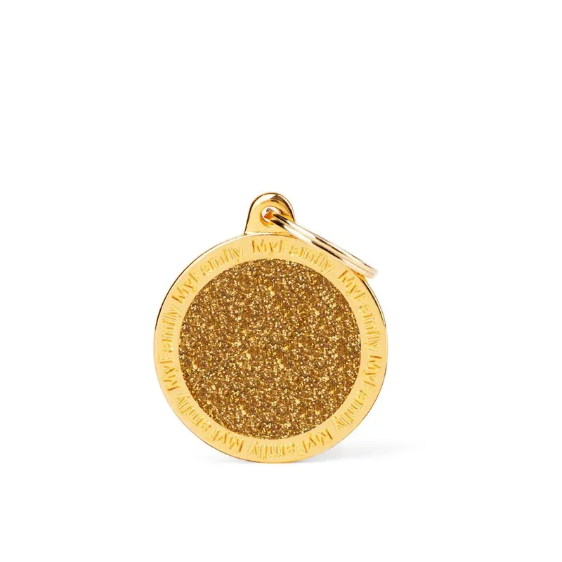 Placa ID My Family Círculo Grande Oro Glitter