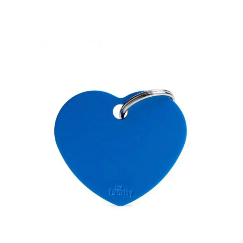 Placa ID My Family Corazón Grande Azul en Aluminio