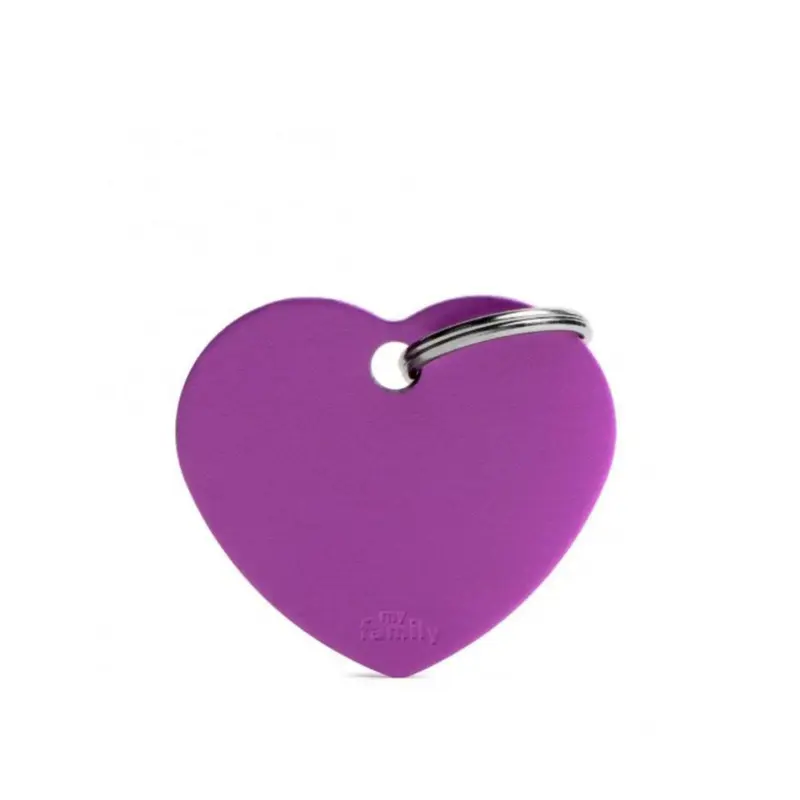 Placa ID My Family Corazón Grande Morado en Aluminio