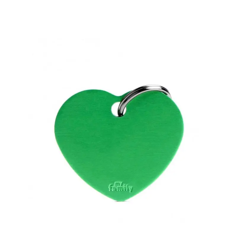 Placa ID My Family Corazón Grande Verde en Aluminio