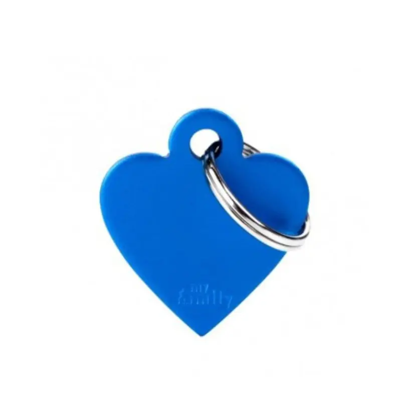 Placa ID My Family Corazón Pequeño Azul en Aluminio