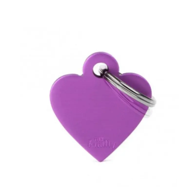 Placa ID My Family Corazón Pequeño Morado en Aluminio