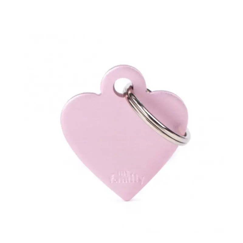 Placa ID My Family Corazón Pequeño Rosa en Aluminio