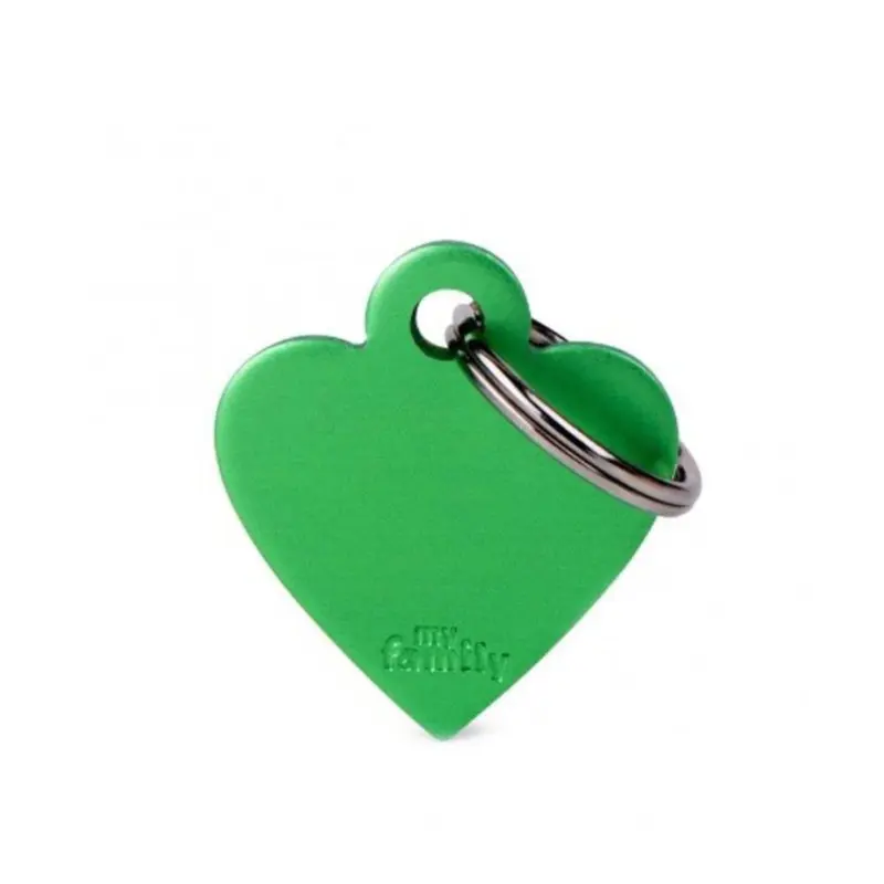 Placa ID My Family Corazón Pequeño Verde en Aluminio