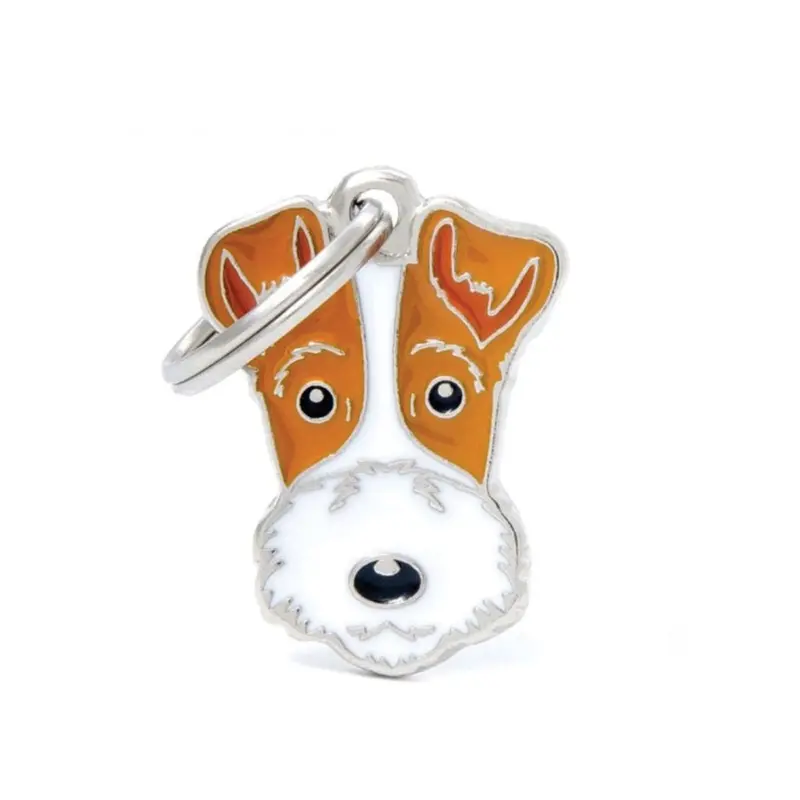 Placa ID My Family Fox Terrier Blanco Y Marrón