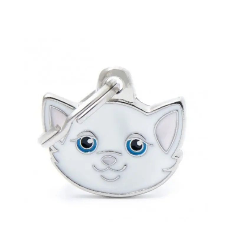 Placa ID My Family Gato Europeo Blanco Caricatura