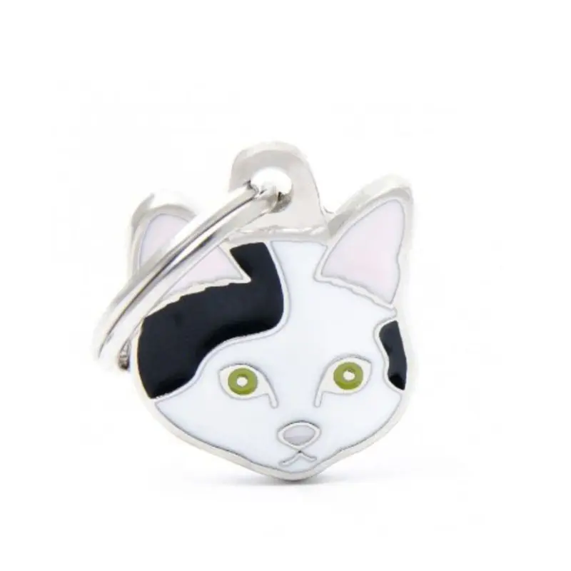 Placa ID My Family Gato Europeo Blanco Y Negro