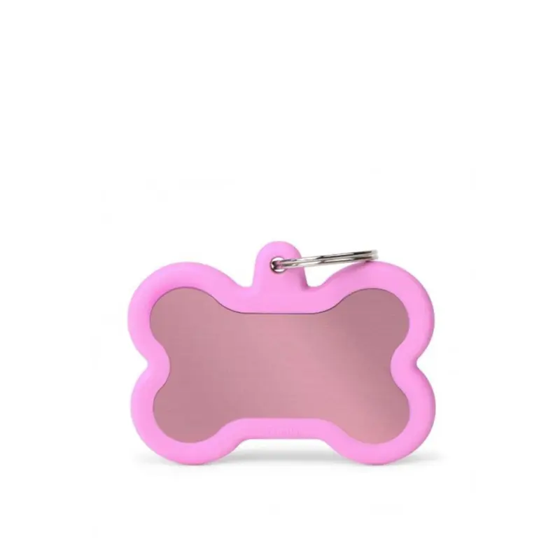 Placa ID My Family Hueso Goma Rosa en Aluminio
