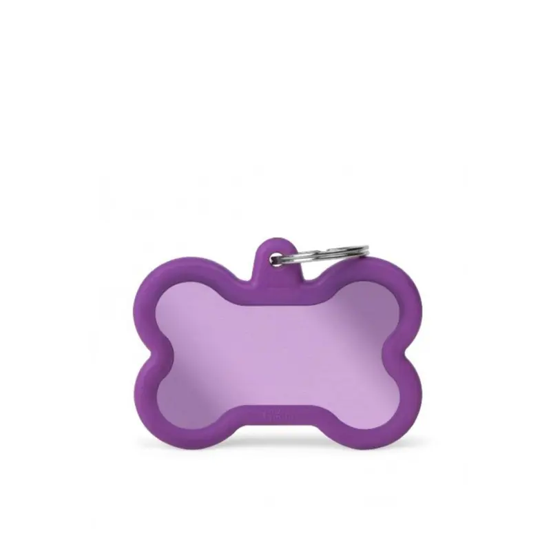 Placa ID My Family Hueso Goma Violeta en Aluminio
