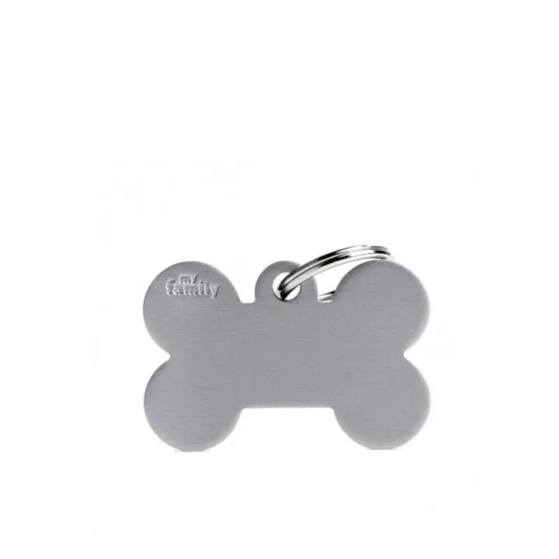 Placa ID My Family Hueso Grande aluminio gris basic