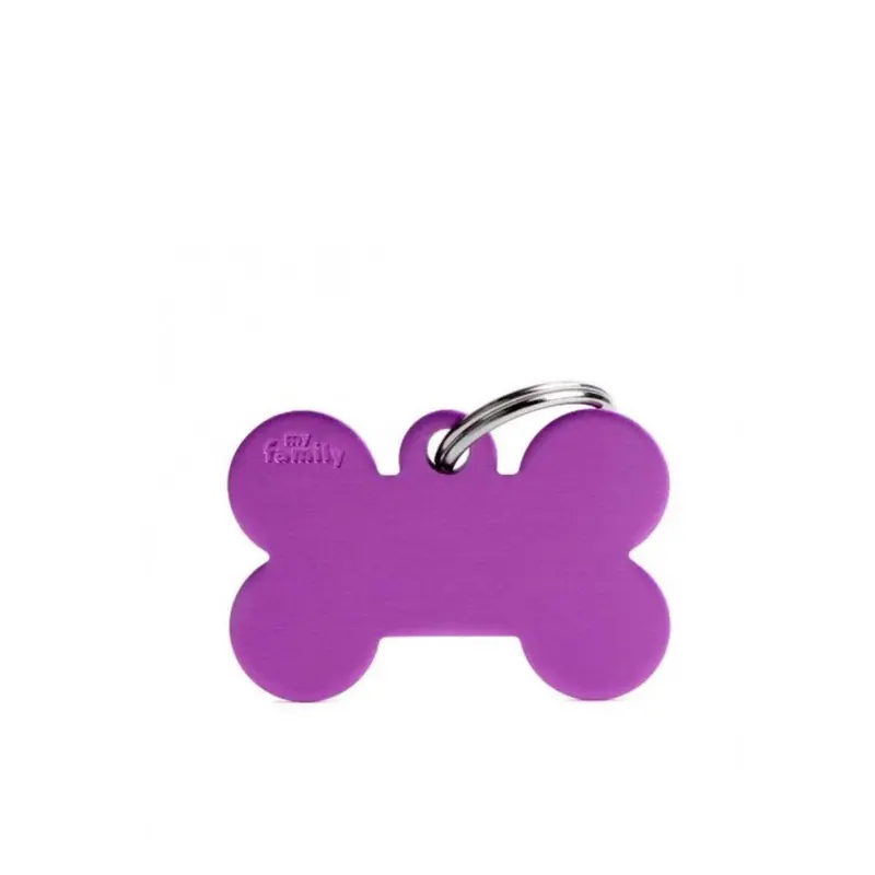 Placa ID My Family Hueso Grande aluminio morado basic