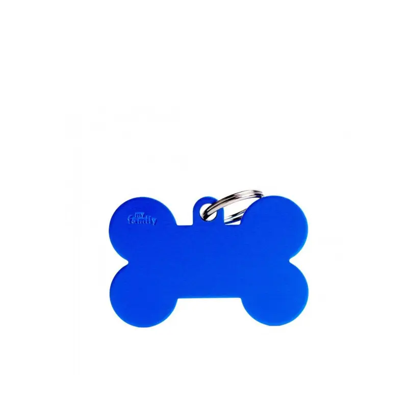 Placa ID My Family Hueso Grande Azul en Aluminio